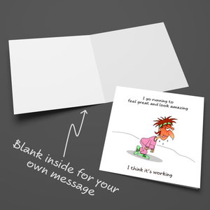 Funny Birthday Card - Running Exercise Gym Yoga Pilates - Mum Mom Daughter Sister Girlfriend Female Girl Friend. Humorous Amusing Cute
