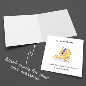 Funny Cat Birthday Card, Humorous Grumpy Cat for Mum Dad Sister Brother Uncle Aunt or Best Friend. Rude Cheeky Cute Cartoon Unique Swizzoo