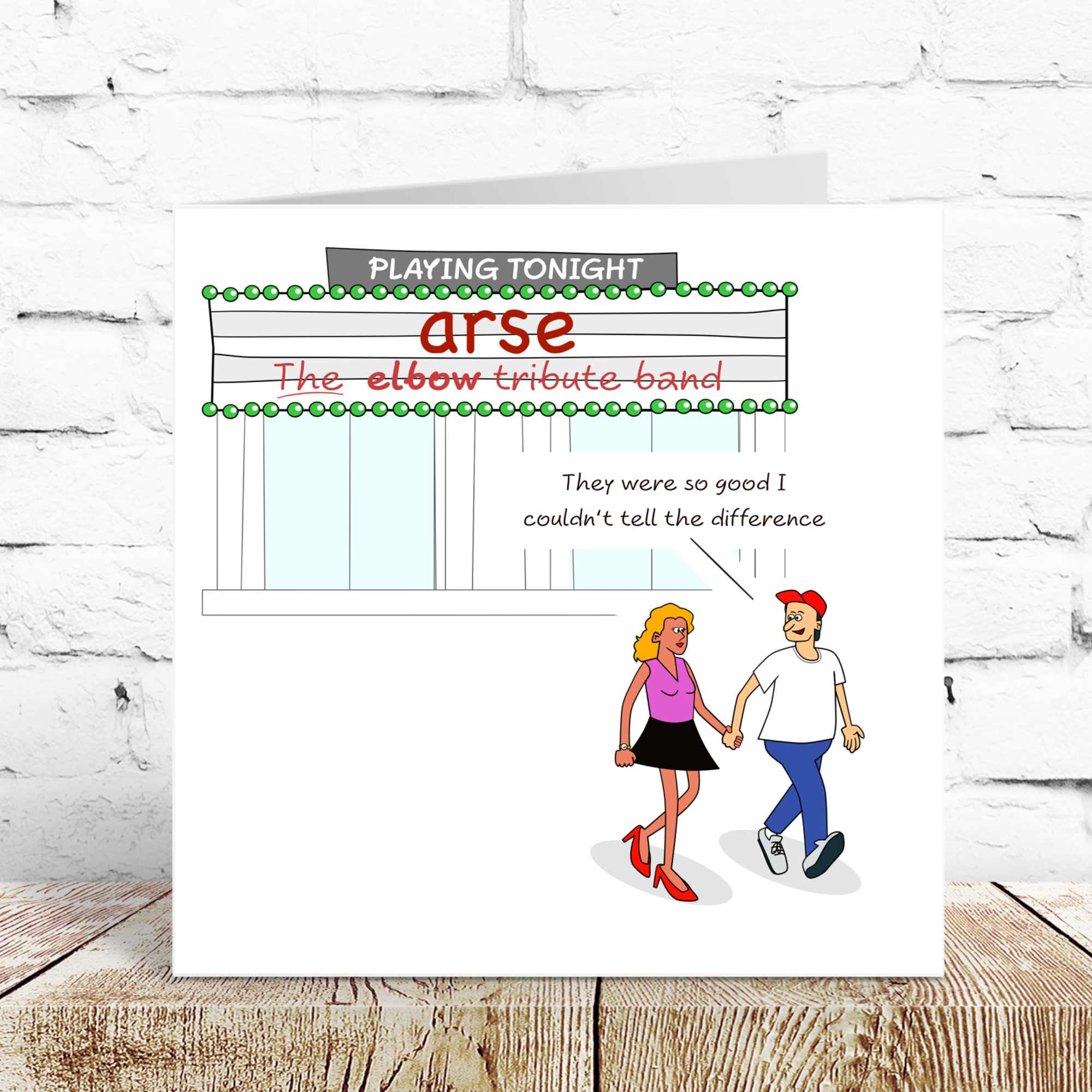 Funny Birthday Card Elbow Band Music Gig Humorous Garvey Any Occasion Joke Pun Swizzoo