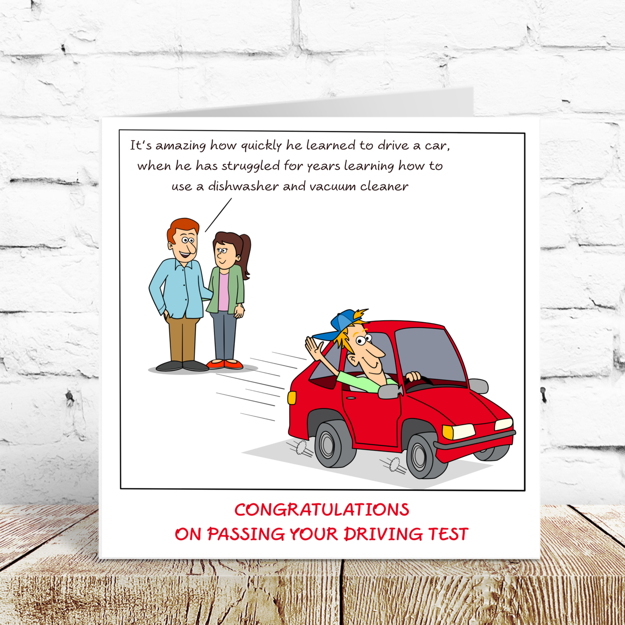 Driving Test Card Congratulations Card Funny Son Brother Passing Drive Car Successful Humorous