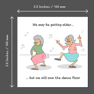 Funny Birthday Card for Female Girl Friend 50 60 70 Humour Dancing Dance Party Drinking Prosecco