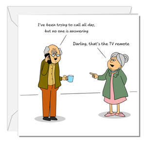 Funny Couple Birthday Card 80th 70th 60th Birthday for Wife Husband Mum Dad Father Mother Grandmother Grandad - Phone Technology Remote - Humorous