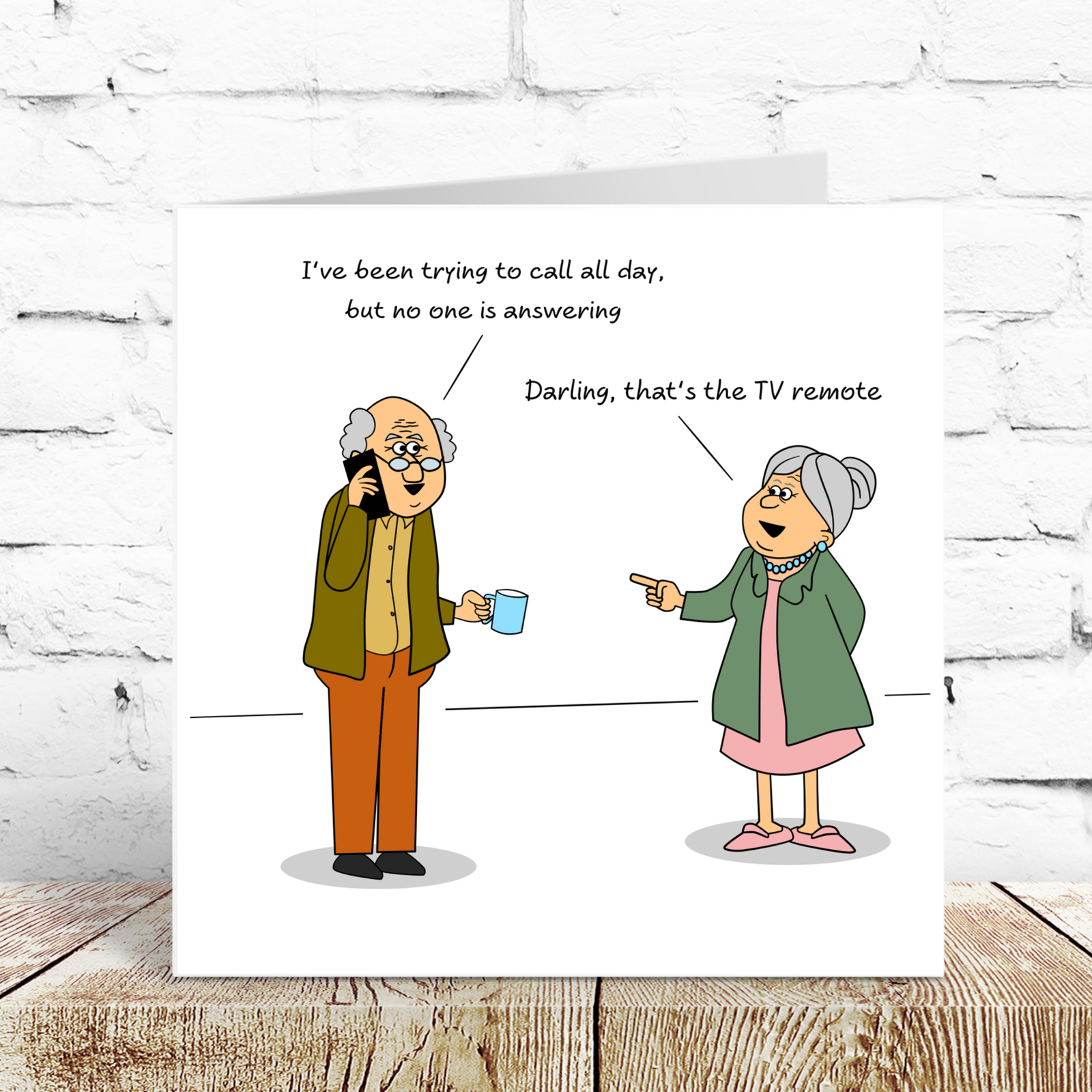 Funny Couple Birthday Card 80th 70th 60th Birthday for Wife Husband Mum Dad Father Mother Grandmother Grandad - Phone Technology Remote - Humorous