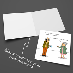Funny Couple Birthday Card 80th 70th 60th Birthday for Wife Husband Mum Dad Father Mother Grandmother Grandad - Phone Technology Remote - Humorous