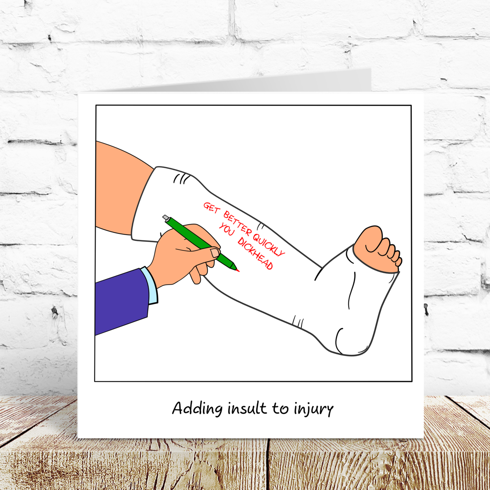 Funny Broken Leg Card - Shin Foot Ankle Bone Fracture Cast Get Well Soon Card SWIZZOO