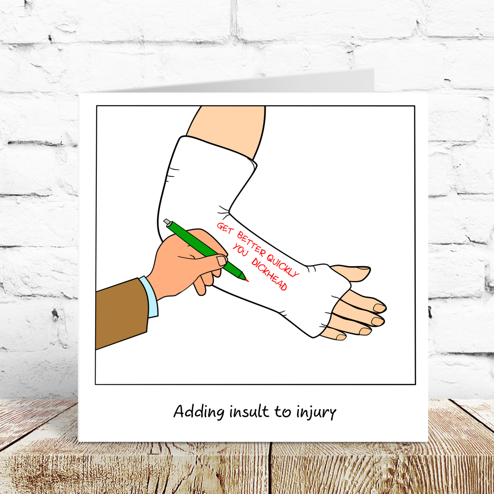 Funny Broken Arm Card - Wrist Collar Bone Fracture Cast Get Well Soon Card SWIZZOO
