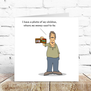 Funny Father's Day Card Dad Birthday Card - Kids Children Son Daughter Money Bank - Humorous