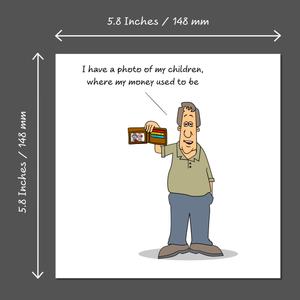 Funny Father's Day Card Dad Birthday Card - Kids Children Son Daughter Money Bank - Humorous