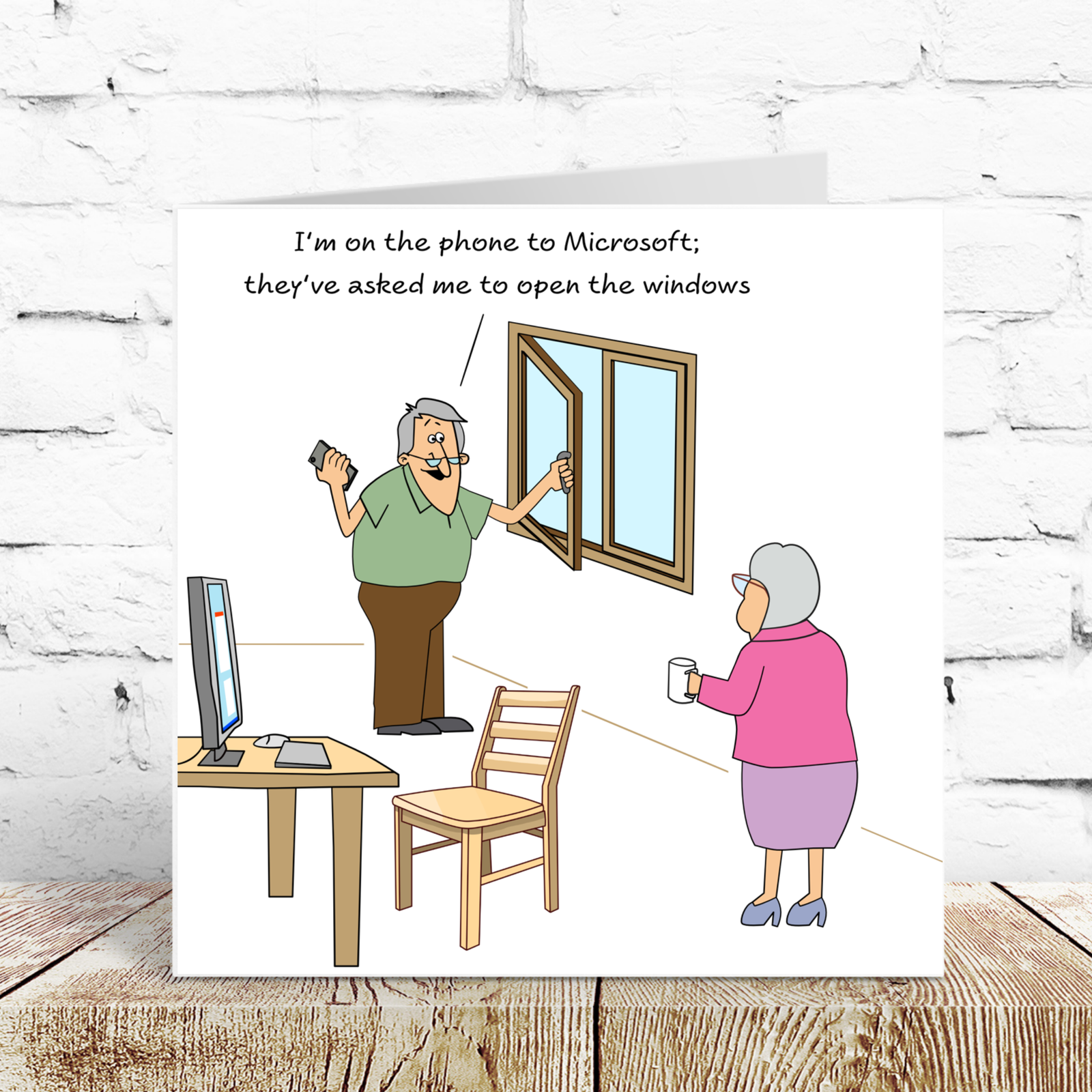Funny Birthday Card Fathers Day Card - 60th 70th Husband Dad Granddad Grandfather Uncle Male Friend Computer Humorous Old Aged