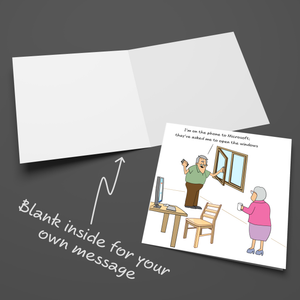 Funny Birthday Card Fathers Day Card - 60th 70th Husband Dad Granddad Grandfather Uncle Male Friend Computer Humorous Old Aged