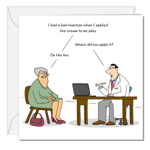 Funny Birthday Card 40th 50th 60th 70th Wife Mum Grandmother Grandad - Cheeky Doctor Humor Piles