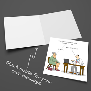 Funny Birthday Card 40th 50th 60th 70th Wife Mum Grandmother Grandad - Cheeky Doctor Humor Piles