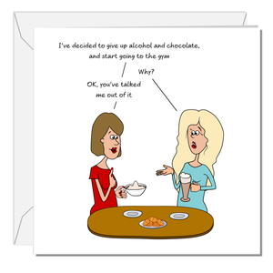 Funny Birthday Card for Girl Friend Female Mum Daughter Sister Girlfriend Resolution Gym Diet
