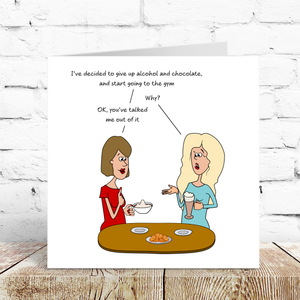 Funny Birthday Card for Girl Friend Female Mum Daughter Sister Girlfriend Resolution Gym Diet