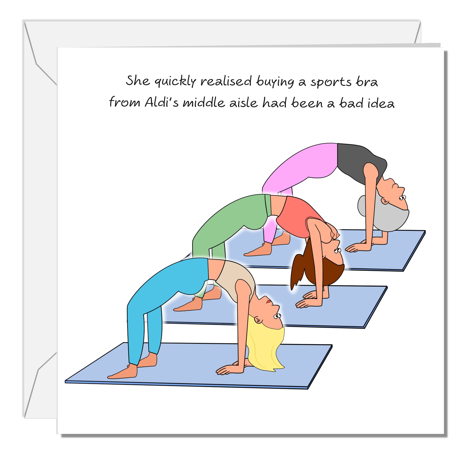 Funny Yoga Birthday Card - Pilates Crossfit Gym - Mum Wife Girlfriend Sister Daughter Girl Friend Female Her Naughty Cheeky Joke