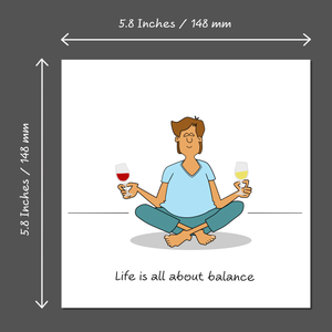 Funny Male Friend Birthday Card Humorous for Men Life About Balance Yoga and Wine Brother Uncle Dad Son Him