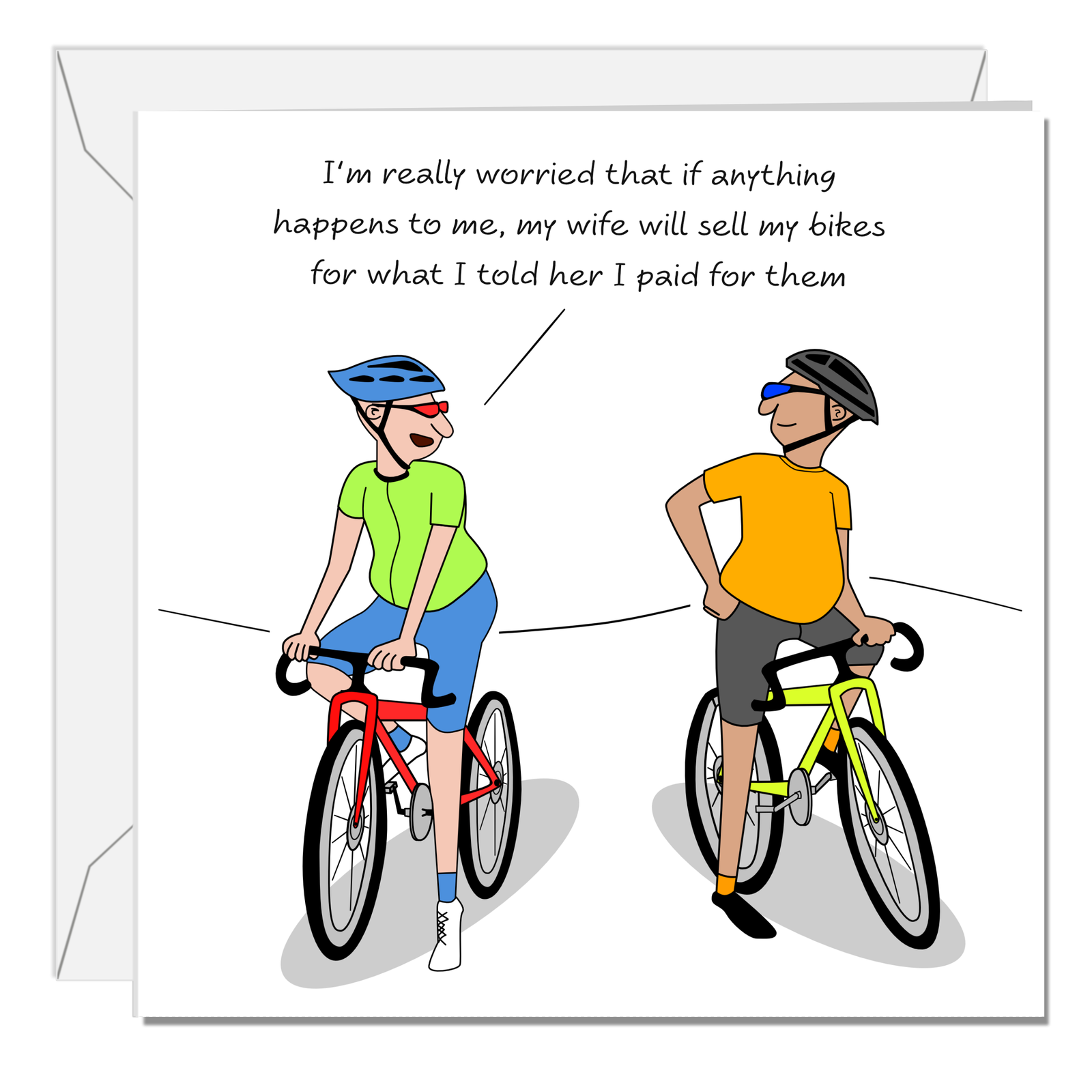 Funny Cycling Birthday Card for Friend or Family with Bikes / Bicycles Humorous Sports Joke