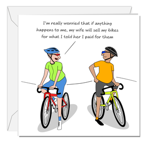 Funny Cycling Birthday Card for Friend or Family with Bikes / Bicycles Humorous Sports Joke