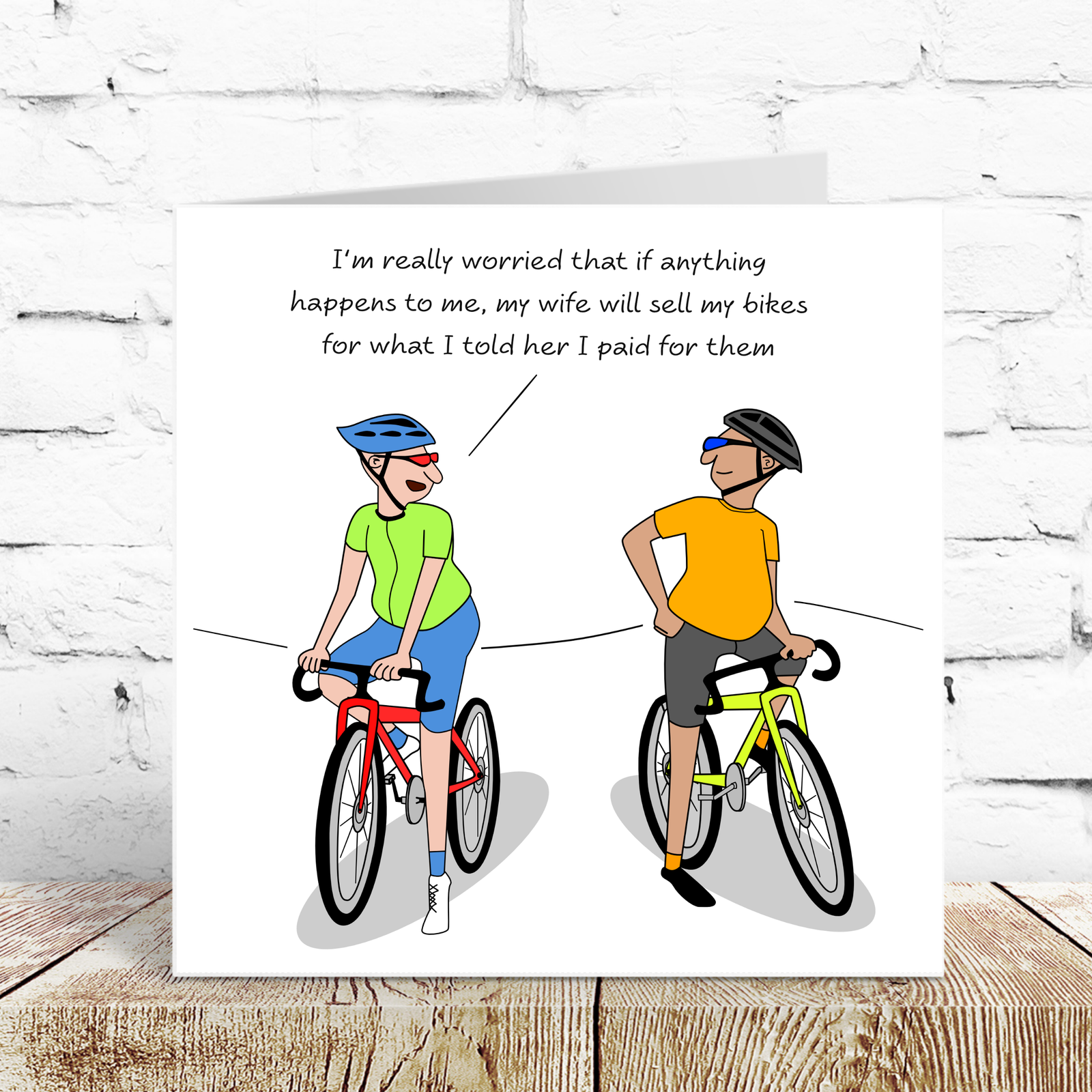 Funny Cycling Birthday Card for Friend or Family with Bikes / Bicycles Humorous Sports Joke