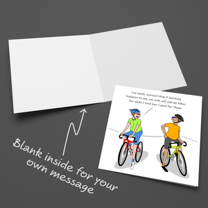 Funny Cycling Birthday Card for Friend or Family with Bikes / Bicycles Humorous Sports Joke