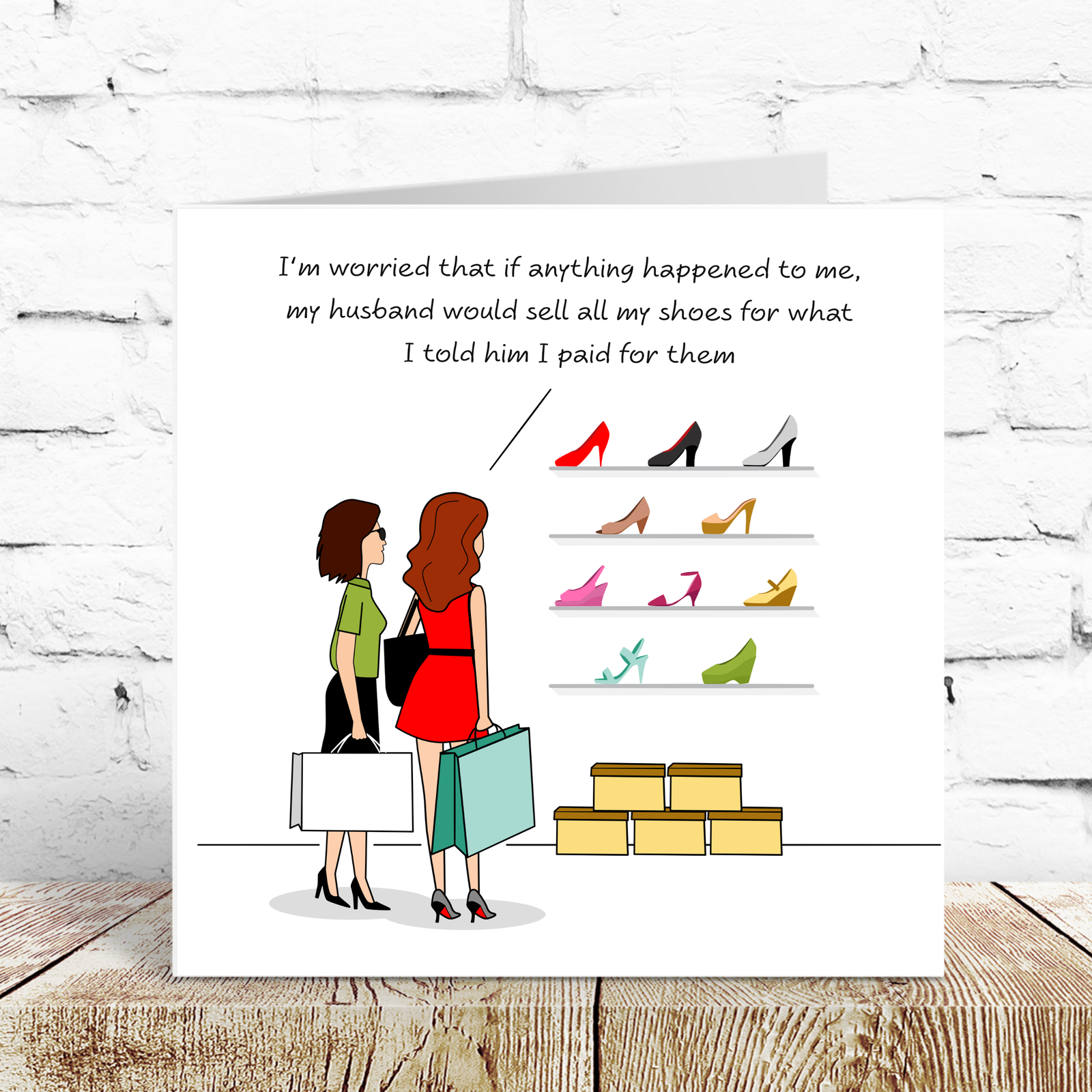 Funny Birthday Card for wife, Husband or Family with Shoe Collection Humorous Shopping Fashion Joke