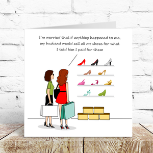Funny Birthday Card for wife, Husband or Family with Shoe Collection Humorous Shopping Fashion Joke