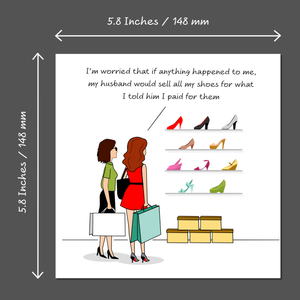 Funny Birthday Card for wife, Husband or Family with Shoe Collection Humorous Shopping Fashion Joke