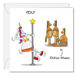 Funny Mothers Day Card Mum Birthday Card - Unicorn Horse Unique Standout Special Humorous Gift by Swizzoo
