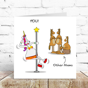 Funny Mothers Day Card Mum Birthday Card - Unicorn Horse Unique Standout Special Humorous Gift by Swizzoo