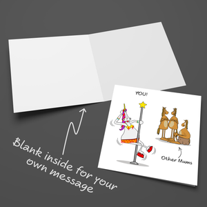 Funny Mothers Day Card Mum Birthday Card - Unicorn Horse Unique Standout Special Humorous Gift by Swizzoo