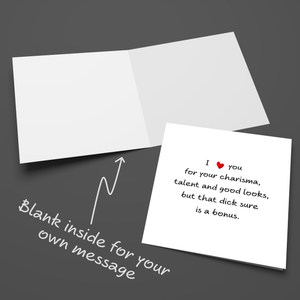 Funny Naughty Birthday Card, Valentines Day Card or Anniversary Card for Boyfriend or Husband Naughty Rude