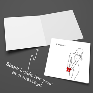 Valentines Card Anniversary Card Birthday Card I'm Yours Boyfriend Husband Him Naked Nude Heart Sexy Love You Naughty Rude Adult Swizzoo