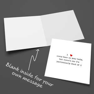Naughty Birthday, Anniversary, Valentine's Day Card for boyfriend or husband. Funny cheeky card. Humorous adult rude risque love heart.