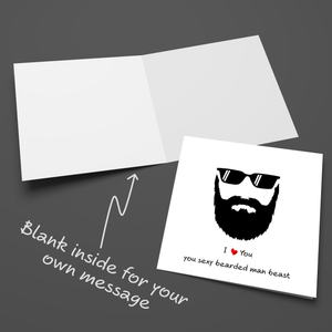 Sexy Beard Card for boyfriend, husband, male friend Valentines Day Anniversary Birthday Friendship card bearded beast moustache