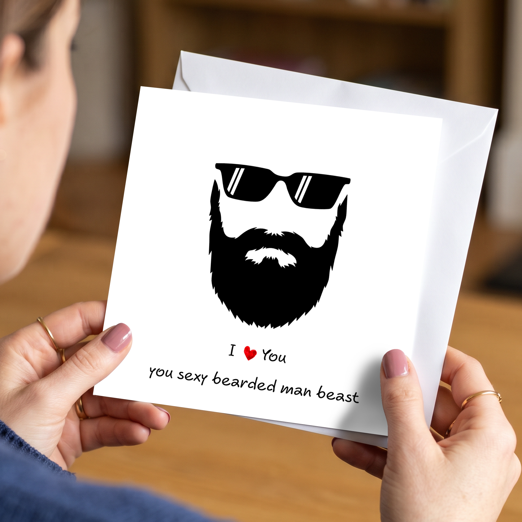 Sexy Beard Card for boyfriend, husband, male friend Valentines Day Anniversary Birthday Friendship card bearded beast moustache