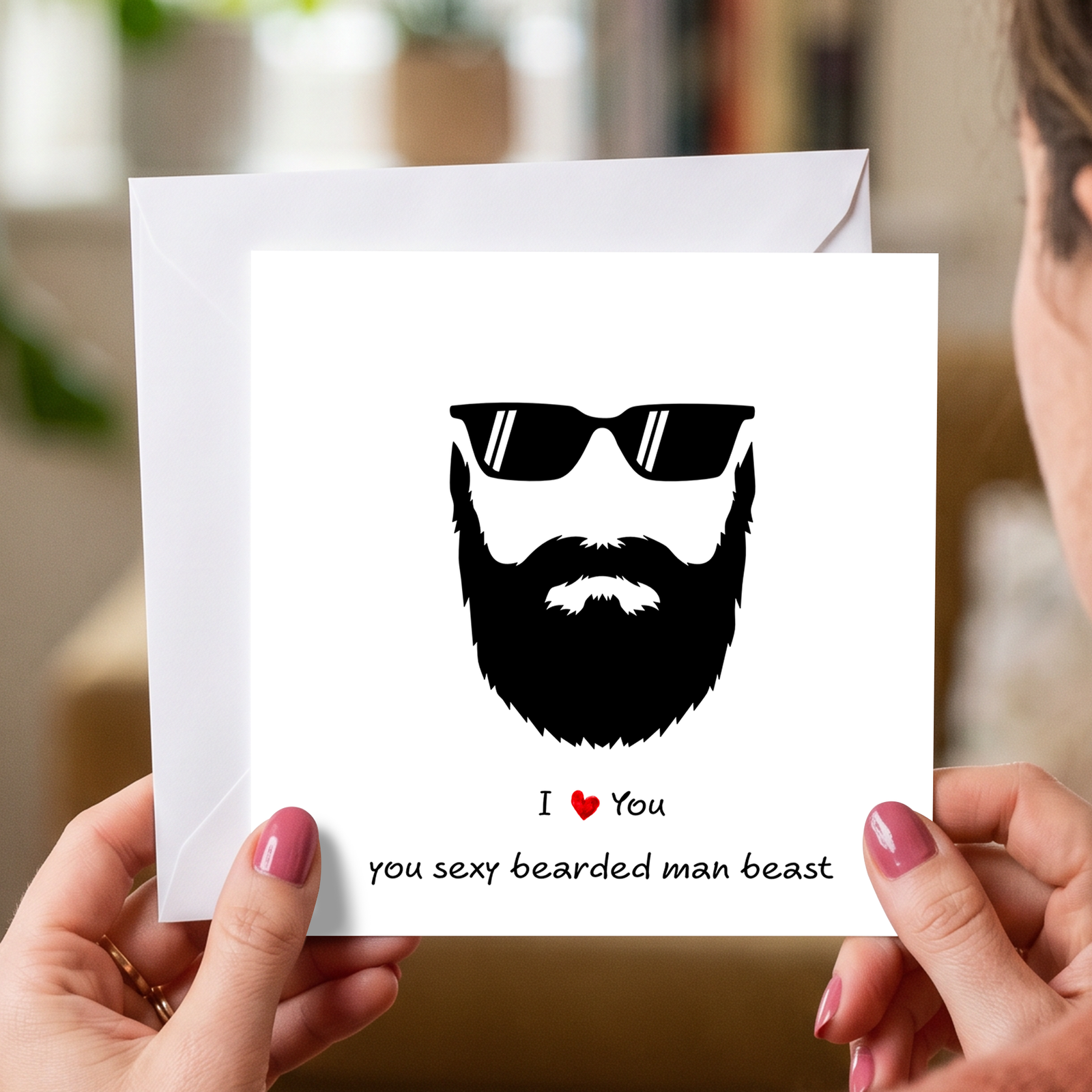 Sexy Beard Card for boyfriend, husband, male friend Valentines Day Anniversary Birthday Friendship card bearded beast moustache