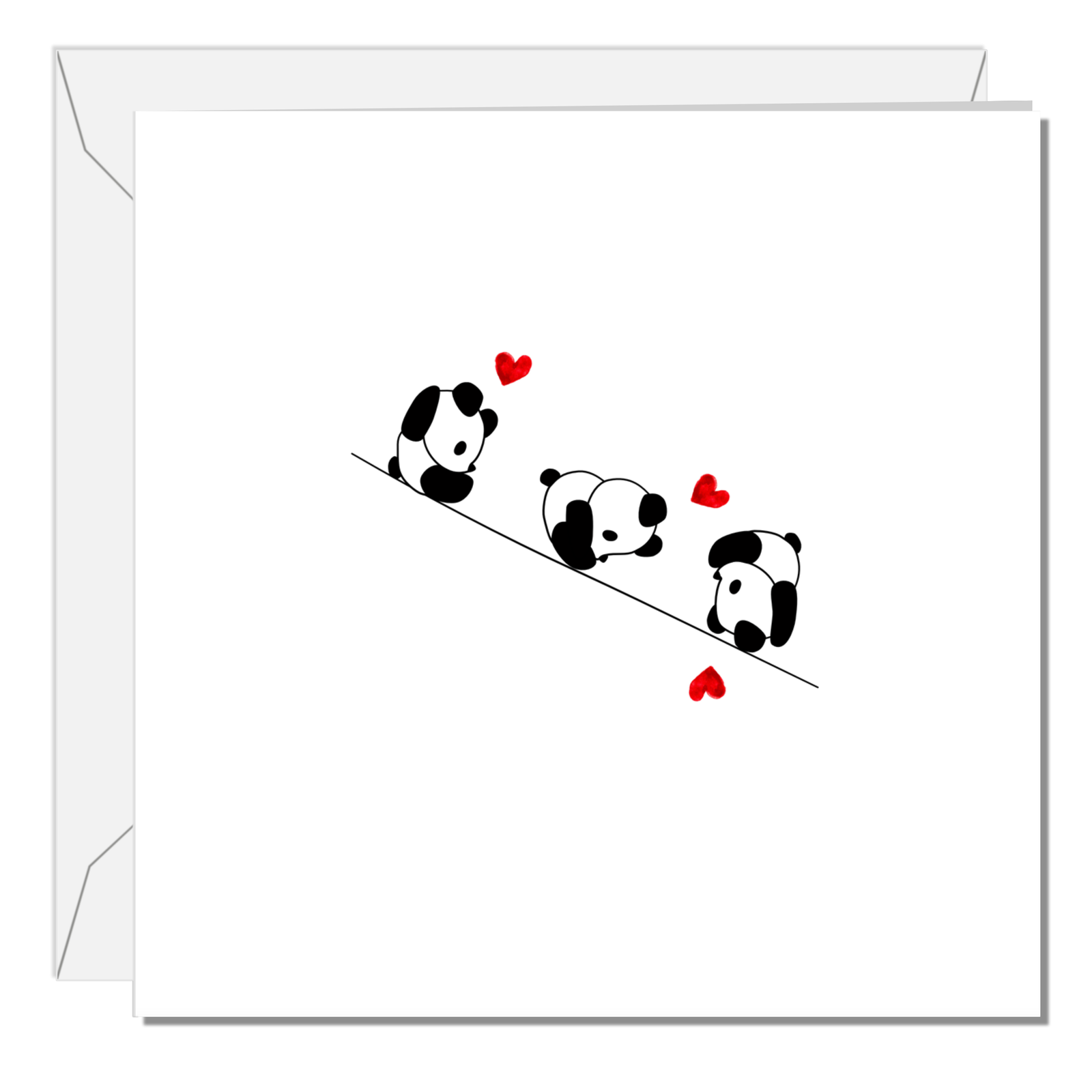 Cute Valentines Day Card Anniversary Card Birthday Card Husband Wife Boyfriend Girlfriend Romantic Love Panda Bear Head over Heels in Love