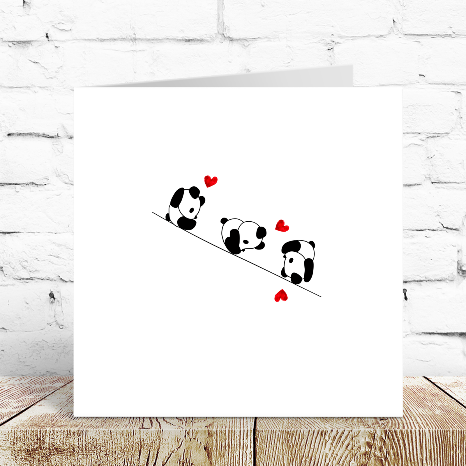 Cute Valentines Day Card Anniversary Card Birthday Card Husband Wife Boyfriend Girlfriend Romantic Love Panda Bear Head over Heels in Love