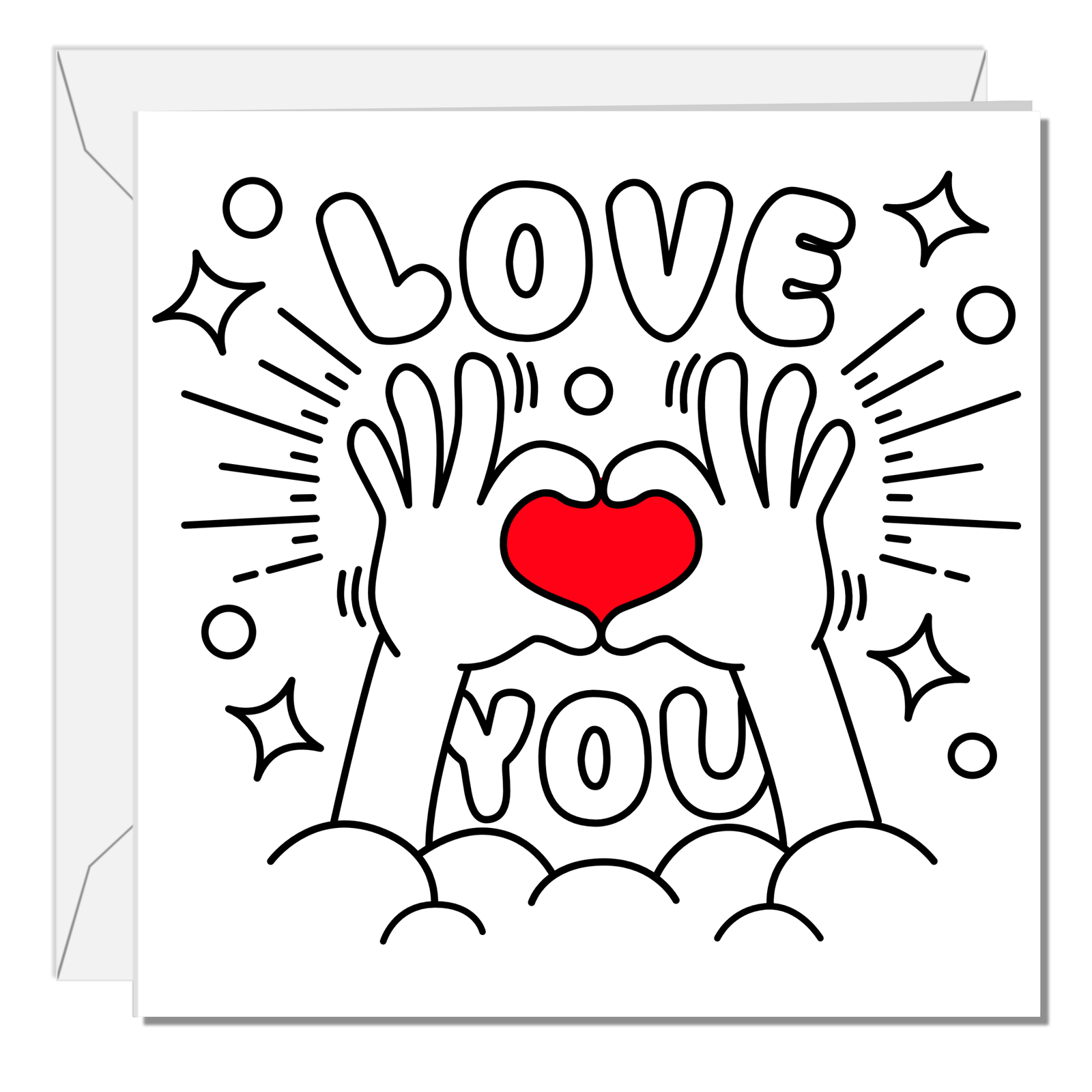 Love You Card Valentines Day Anniversary Birthday Card Husband Wife Boyfriend Girlfriend Romantic Art