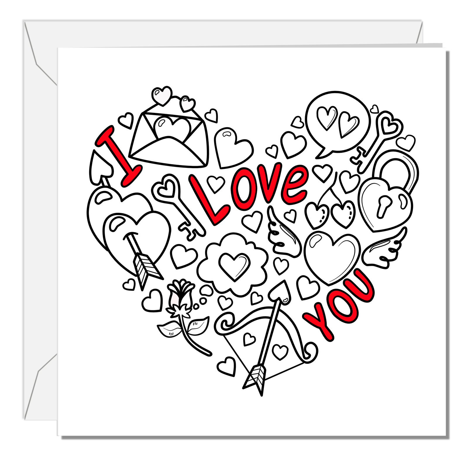 I Love You Card Valentines Day Anniversary Birthday Card Boyfriend Girlfriend Husband Wife Modern Art