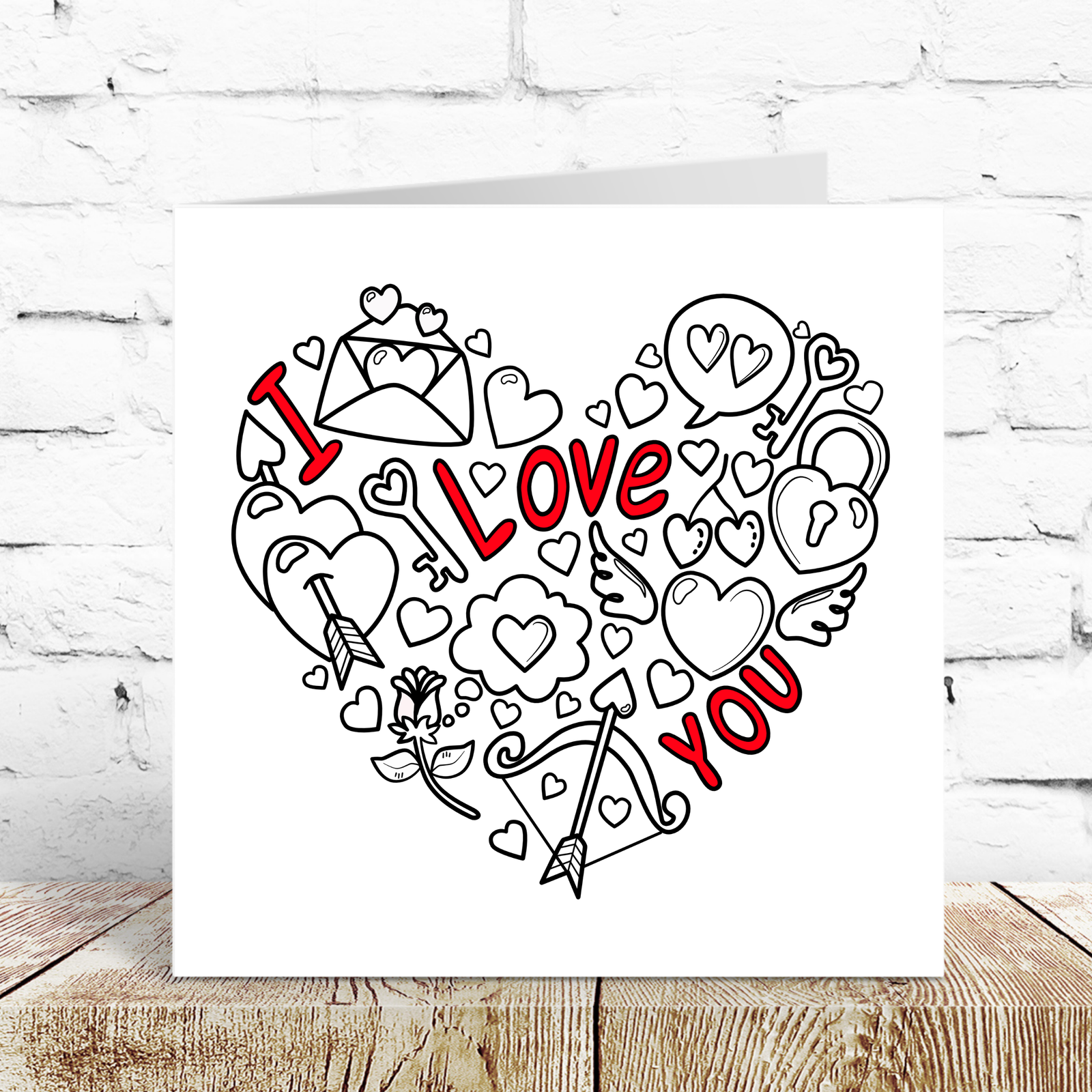 I Love You Card Valentines Day Anniversary Birthday Card Boyfriend Girlfriend Husband Wife Modern Art
