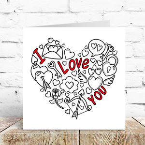 I Love You Card Valentines Day Anniversary Birthday Card Boyfriend Girlfriend Husband Wife Modern Art