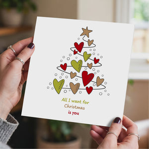 Romantic Christmas Card Love Christmas Girlfriend Boyfriend Wife Husband All I want for Christmas  Love You Special