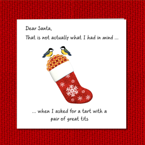 Naughty Funny Christmas Card Rude Adult Humorous Tart Great Tits Joke Cartoon