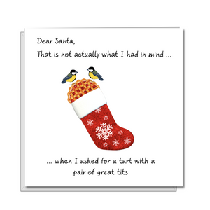 Naughty Funny Christmas Card Rude Adult Humorous Tart Great Tits Joke Cartoon