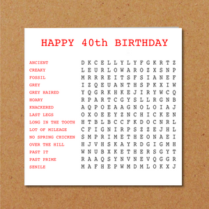 funny 40th birthday card