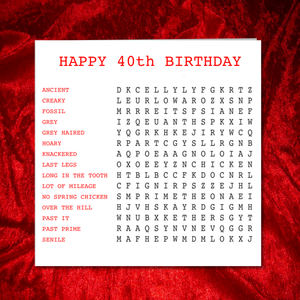 40th birthday quiz puzzle card
