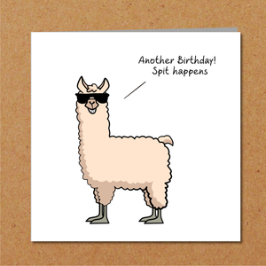 Funny Birthday Card - Llama animal - dad mum wife husband any friend - humour, humorous, fun card - getting old - rude adult 40th 50th 60th