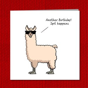 Funny Birthday Card - Llama animal - dad mum wife husband any friend - humour, humorous, fun card - getting old - rude adult 40th 50th 60th