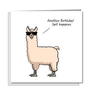 Funny Birthday Card - Llama animal - dad mum wife husband any friend - humour, humorous, fun card - getting old - rude adult 40th 50th 60th